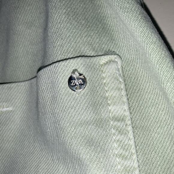 ZARA High Waisted Pastel Green 100% Cotton Women Paper Bag Shorts Size US 2 - Picture 4 of 10